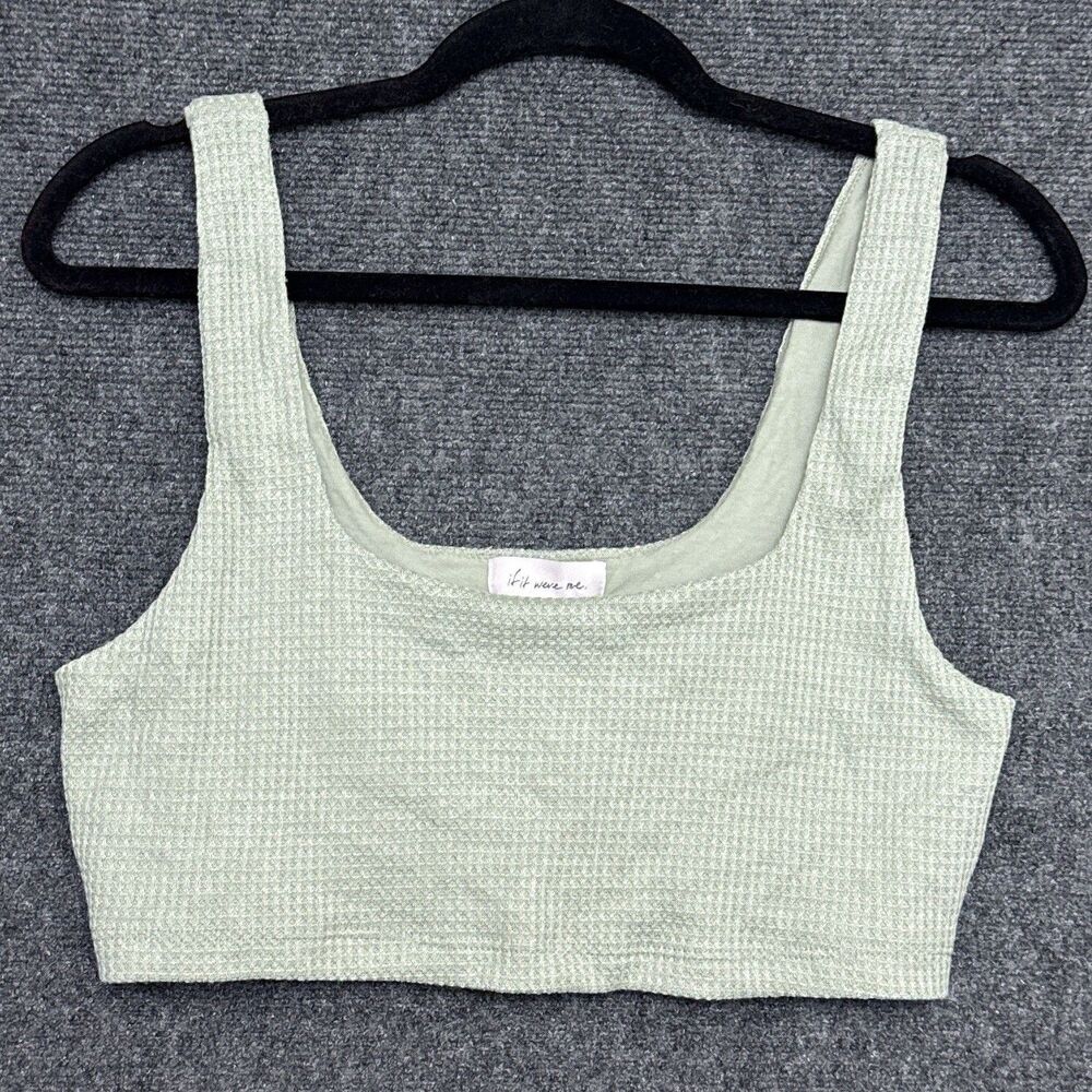 NEW If It Were Me Waffle Knit Bralette Crop Top L Pistachio Green Soft Girl